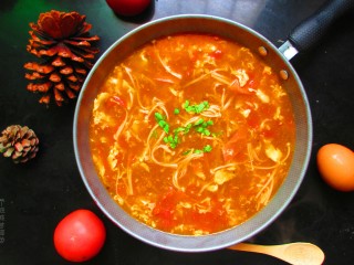 19、番茄金针菇蛋汤,酸甜可口,营养满分,五分钟就可以搞定的汤