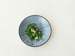 3、早餐锅贴,小香葱切碎。