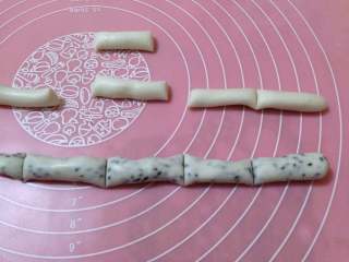 4、团团圆圆――桂香糯米枣,糯米团撮成手指粗细的细长条，然后切成跟红枣一样长度的段