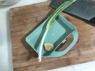 2、春季到来春满窗➕四季歌漾“素四鲜”,小葱择好，姜去皮，一同洗净