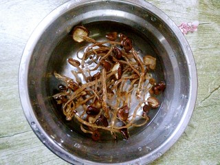 5、暖冬滋补汤,茶树菇洗净，泡水