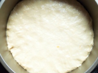 10、红枣南瓜发糕,将和好的南瓜面团放入模具,按压平整