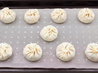 13、鸡肉黄瓜小笼包,依次包完所有的小笼包，放入蒸盘上。