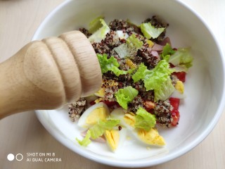 14、藜麦生菜沙拉,加入胡椒粉。