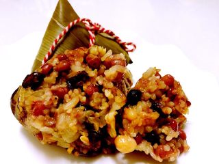 9、五谷杂粮八宝粽,来个纵切面的。