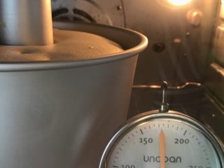 20、红枣戚风蛋糕,放入烤箱倒数第二层烤网上,上下火170度烤35分钟。