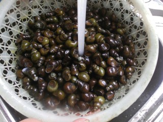 4、香辣螺蛳,吐完沙的螺蛳倒掉水，然后多清洗几遍，一定要多洗几遍，这东西脏的很