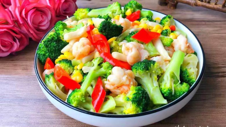 虾仁炒西兰花