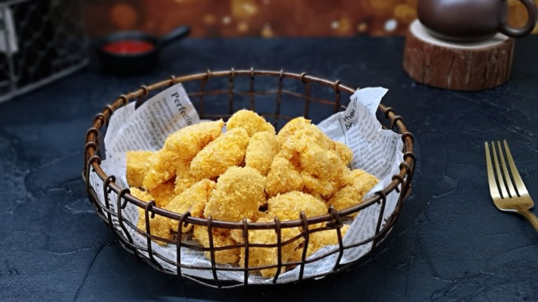 简单自制零食无油版低脂劲爆鸡米花