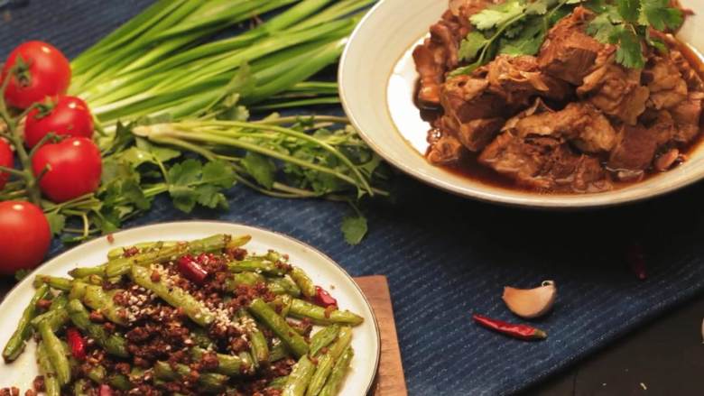 干煸四季豆养生羊蝎子