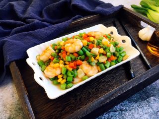 13、四季豆时蔬丁虾仁小炒,成品图。