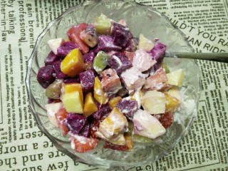 19、水果花篮,搅拌均匀