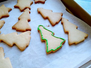 15、圣诞糖霜饼干,先描出饼干的边缘