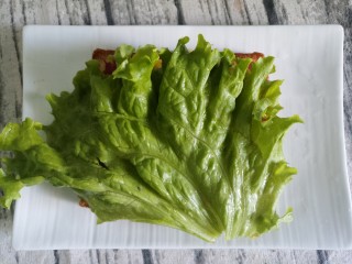 17、煎蛋蔬菜培根三明治,再放上生菜