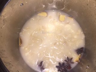 17、彩色皮冻,盖上盖子，大火煮到鸣响后调为小火再煮约20分钟