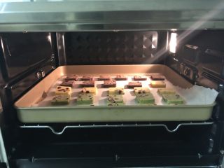 17、蔓越莓曲奇（原味&可可&抹茶）,烤箱提前预热，170度，上下火，烤20分钟。