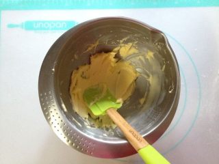 4、西兰花培根咸派,黄油用刮刀按压至柔软