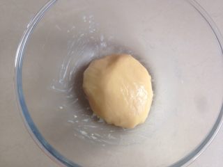 15、广式榴莲绿豆月,拌成面团，盖保鲜膜室温醒发1个小时