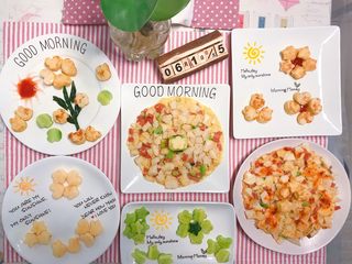 7、六一儿童套餐,馒头边角料做成馒头块饼，水果蔬菜的边角料做成沙拉