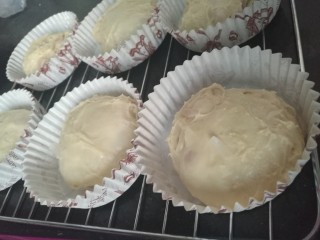 6、多味洋葱面包,这个配方可以分成六个剂子,放到纸盘里进行第二次醒发至体积增大一倍