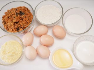 1、肉松小贝,准备所需材料