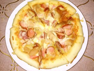 11、火腿披萨-一个专属于火腿的part????,切开，装盘啦????