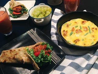 43、坚持做早餐的200天,手抓饼～虾仁蛋饼