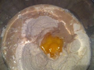 1、自制意大利pizza……,高筋面粉2/3,低筋面粉1/3,鸡蛋加2个,牛奶少许,安琪酵母粉少许,橄榄油少许,牛奶要慢慢的兑入面粉,一边搅拌,一边加牛奶。