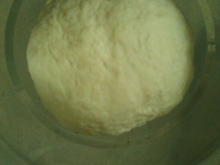 3、培根披萨,加入油,揉成光滑的面团,覆上保鲜膜,温暖处发酵至两倍大