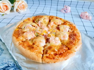 24、虾仁培根披萨,成品图！