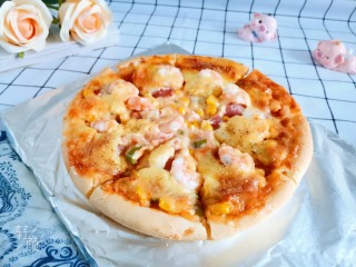 25、虾仁培根披萨,成品图！