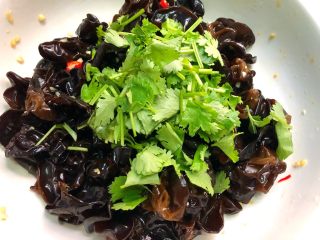 17、凉拌木耳,放入香菜搅拌均匀就可以了