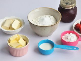 1、奶油奶酪司康,准备材料。
