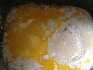 1、彩蔬培根牛肉粒披萨,将酵母粉与牛奶混合,面粉中加入盐糖拌匀,慢慢倒入牛奶,边倒边搅拌,最后加入融化后的黄油