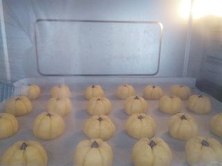 16、南瓜曲奇,预热好烤箱，放入烤箱底层，160度烤15分钟