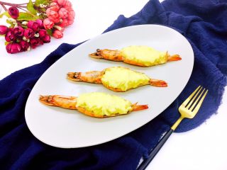 15、芝士焗大虾,成品图。