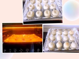 16、鲜肉月饼,做好的肉饼放在烤盘上，烤箱提前预热到180度，放在烤箱中层180度烤十分钟，取出翻面，再送入烤箱180度十分钟即可