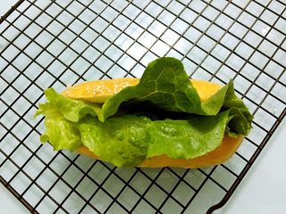 20、热狗面包,放入生菜