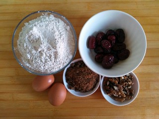 1、红糖红枣核桃酥,准备所需材料