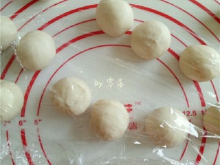 5、酱香春卷,将面团平均分配成16个小丸子，每个小丸子大约17g；