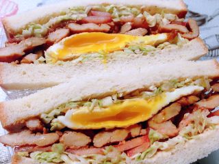 23、日式鸡胸肉蛋三明治,焙煎芝麻口味的卷心菜沙拉，配上入味的味增鸡胸肉，流黄的双面煎蛋，还有番茄，一份健康、美味又有颜值的日式鸡胸肉蛋三明治就做好啦。