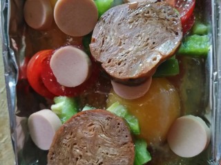 9、芝士焗米饭,加入素肠