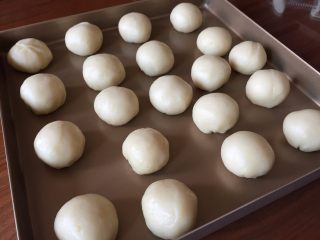 14、蛋黄酥，纯纯的诱惑,依次做好其余的；盖好保鲜膜，放入冰箱的冷藏室里，醒20分钟；