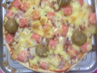 11、海鲜披萨,出炉的模样