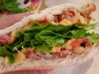 9、烤鸭蔬菜吐司汉堡,配一杯牛奶，不错哦。