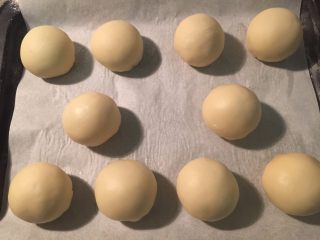 15、莲蓉蛋黄酥,收口捏紧，放在烤盘上