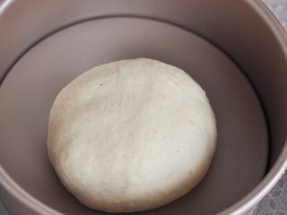 4、披萨派对面包,将揉好的面团，整成圆形，放入8寸戚风模具中。