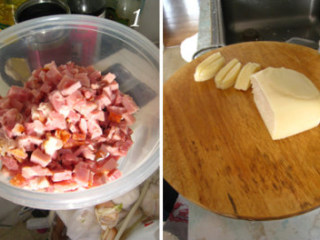 1、芝加哥深盘pizza,烟熏火腿、马苏里拉乳酪切成小丁