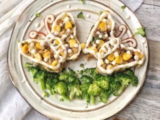 20、蝶形蔬菜蛋炒饭,成品。