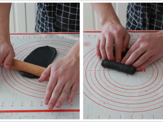 16、黑骑士面包,把松弛好的面团，排气后擀开